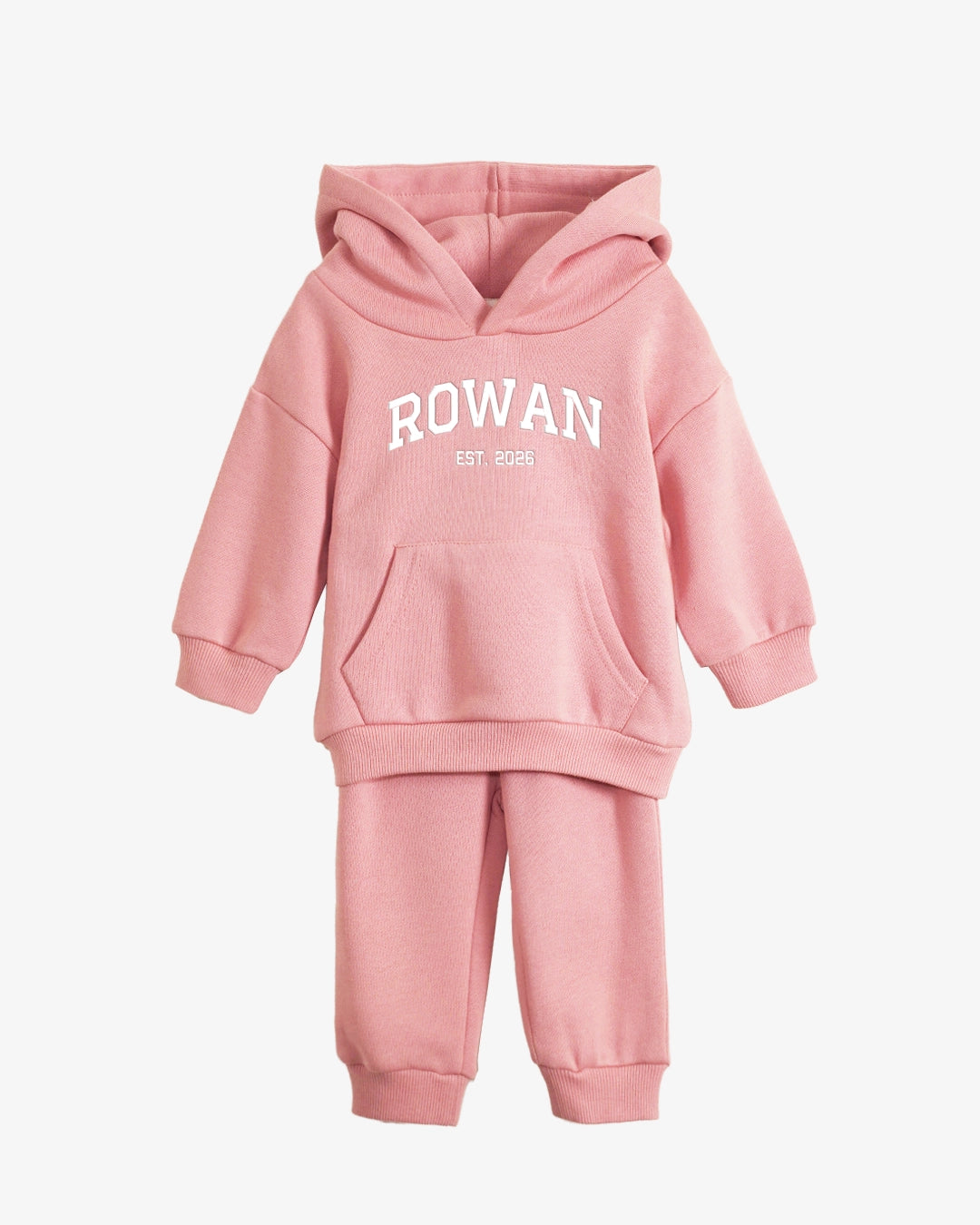 Personalized Name and EST Hoodie Set for Baby & Toddler – Premium Soft Organic Cotton Blend with Embroidered Varsity Font