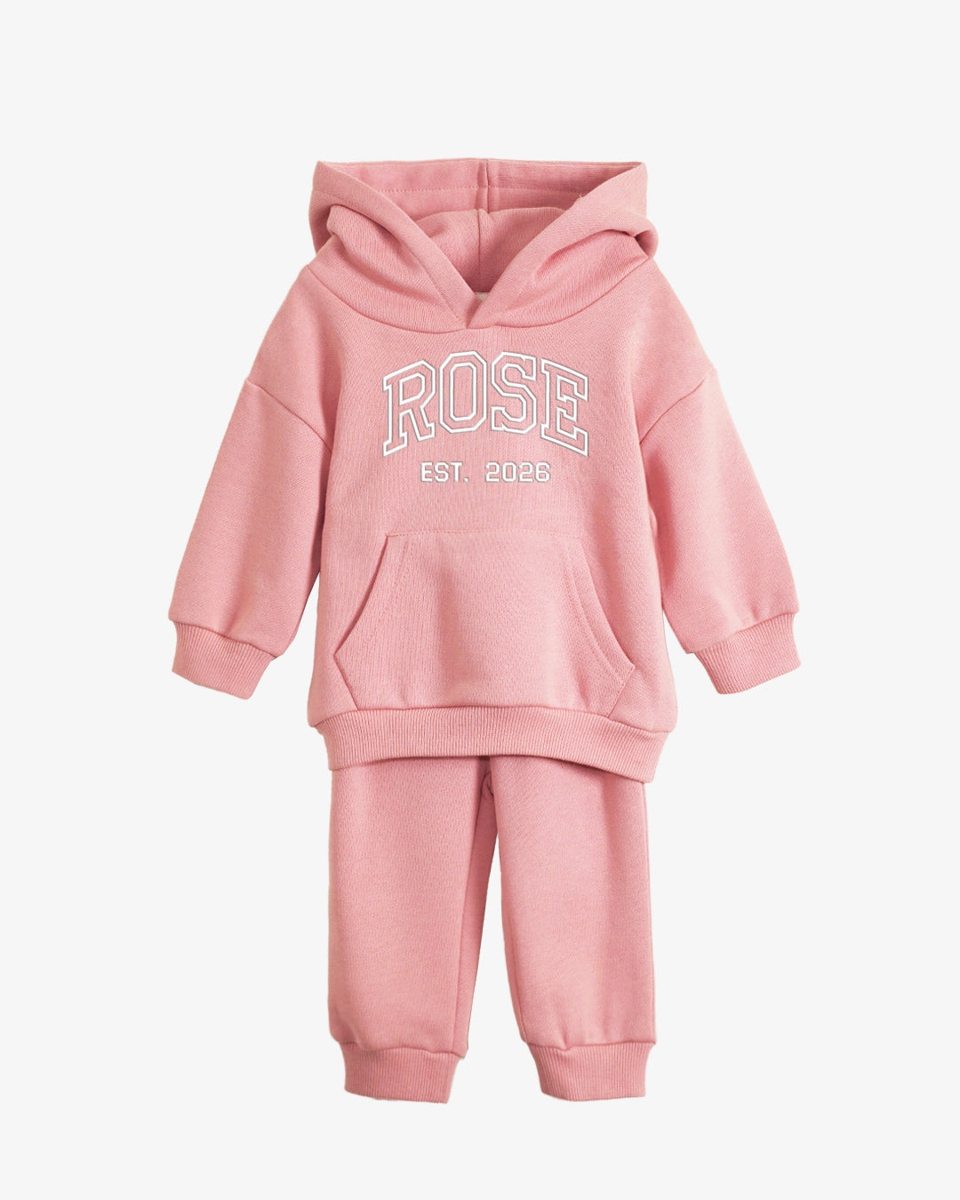 Personalized Name and EST Hoodie Set for Baby & Toddler – Premium Soft Organic Cotton Blend with Embroidered Varsity Outline Font