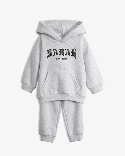 Personalized Name and EST Hoodie Set for Baby & Toddler – Premium Soft Organic Cotton Blend with Embroidered Rockstar Font